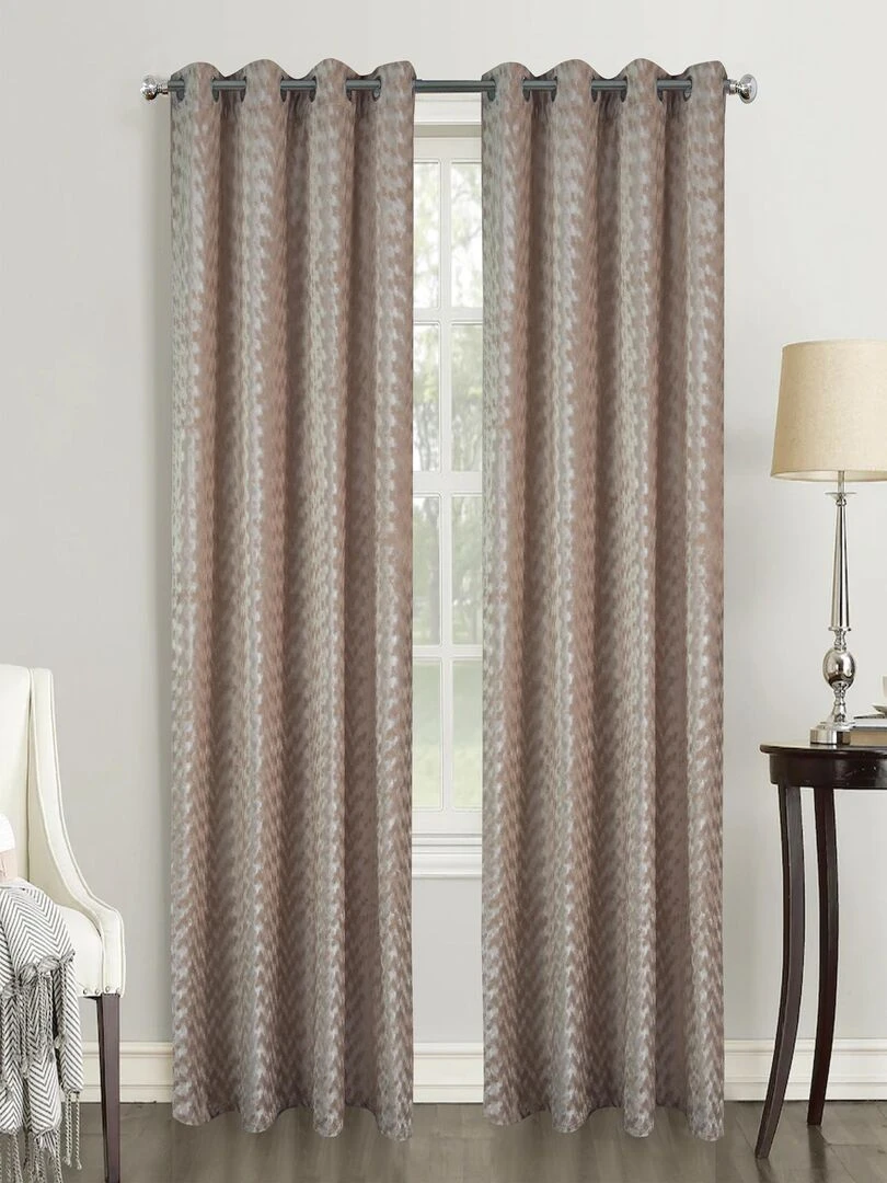 Paire de rideaux obscurcissants Effet velours Beige