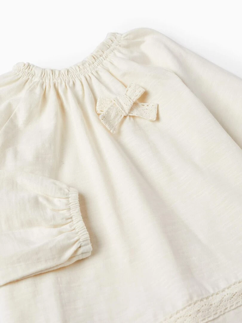 Blouse en coton avec nœud pour bébé fille manches courtes SICILIAN DAYS   Blanc