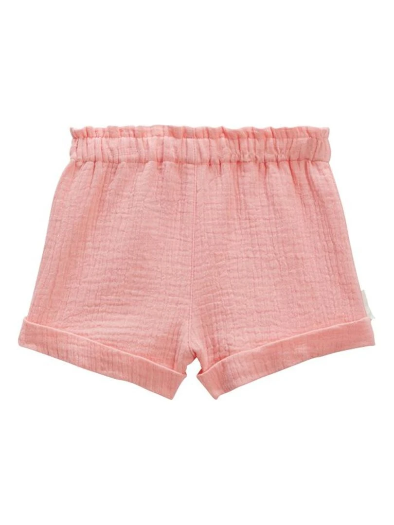 Short enfant en gaze de coton Pivoina Orange corail