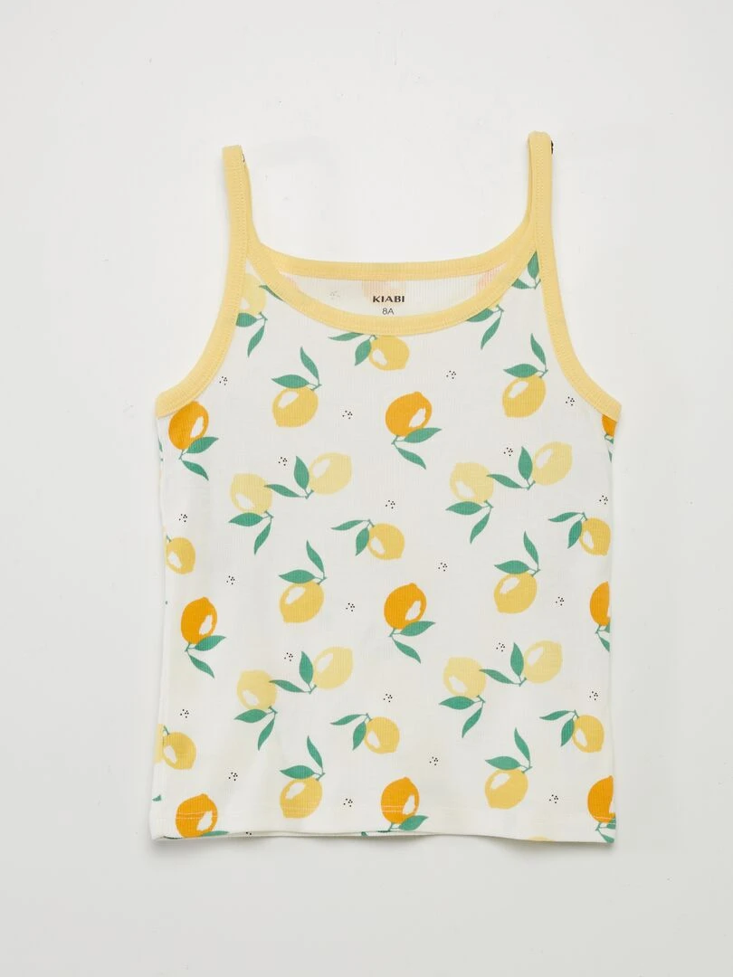 Pyjama court top + short 2 pièces Jaune