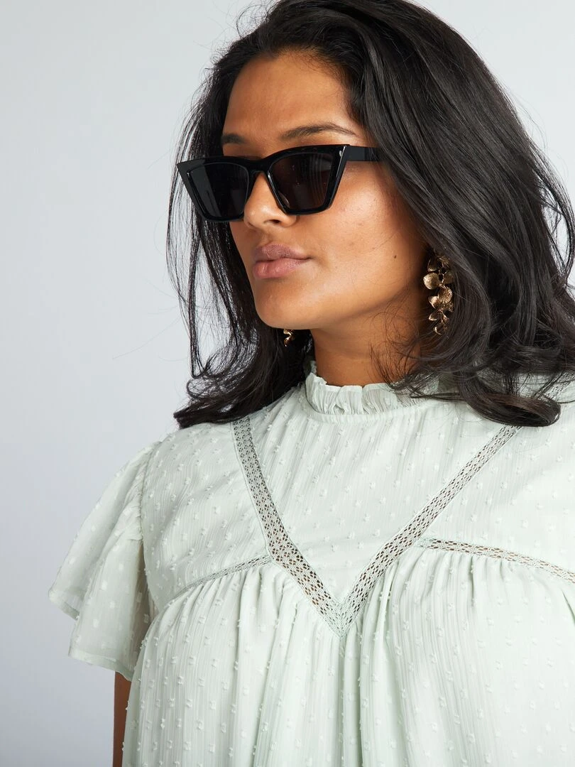 Robe en voile 'plumetis'   Vert