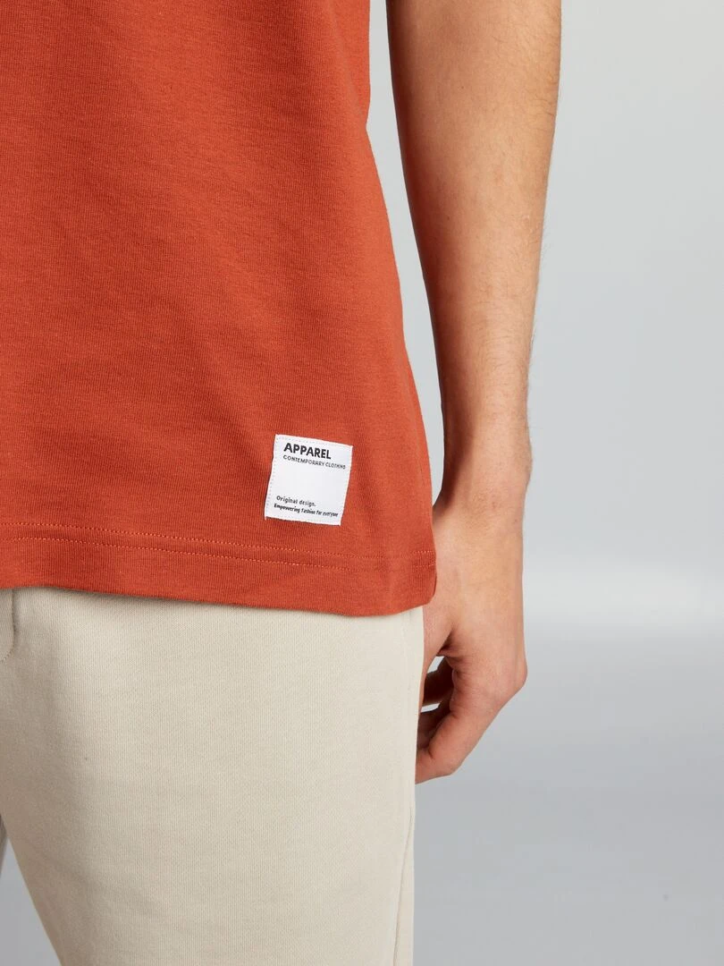 T shirt col rond en coton   Orange