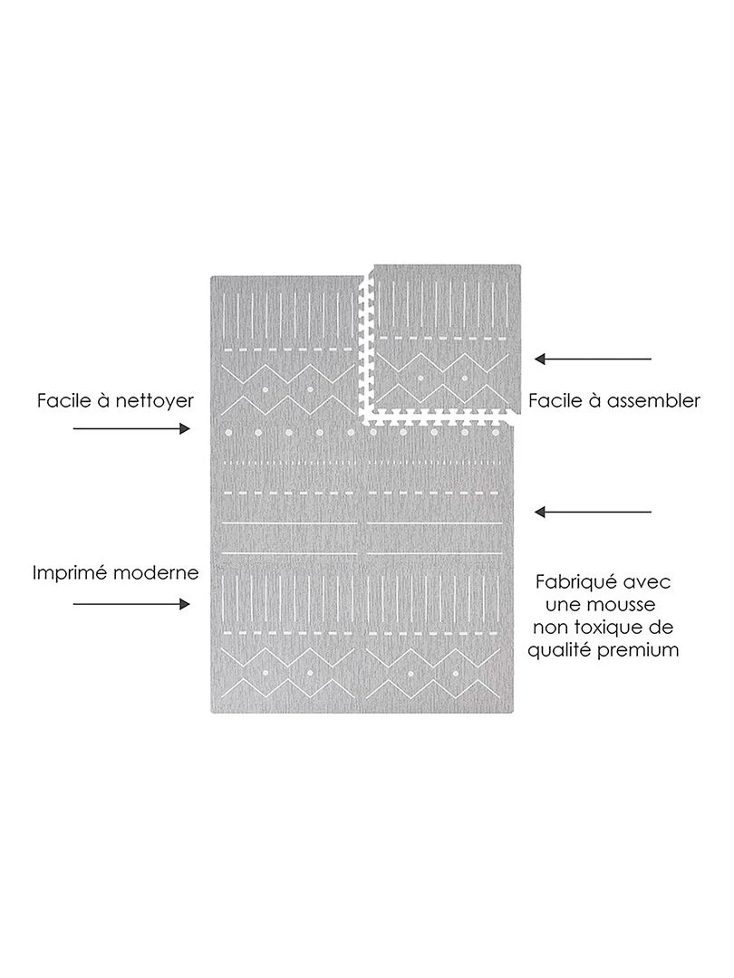 Tapis de jeu mousse BERBER PUZZLEMAT STORM   Gris foncé