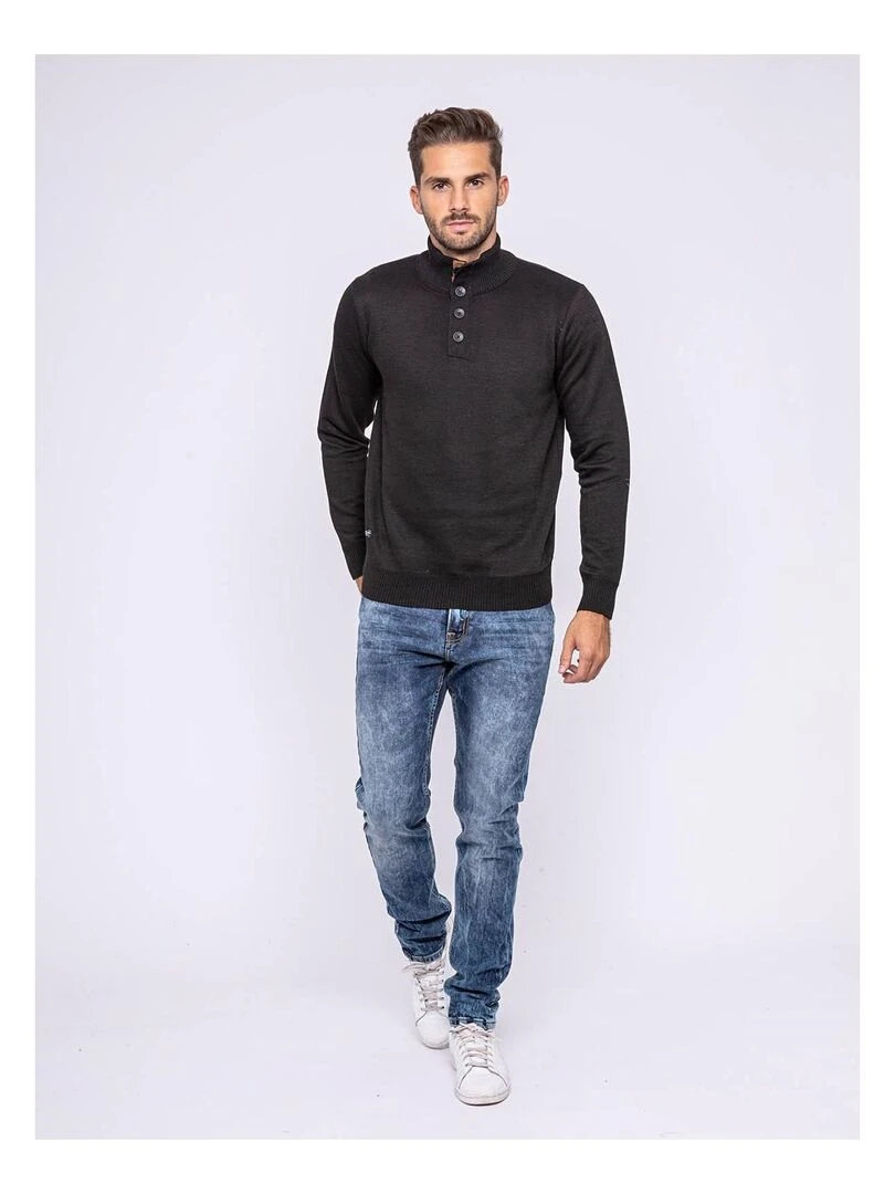 Pull col montant boutons LULITE   Noir