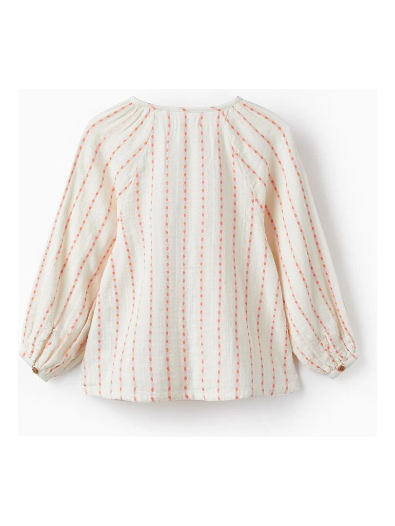 Chemise en coton pour fille manches longues SICILIAN DAYS Blanc