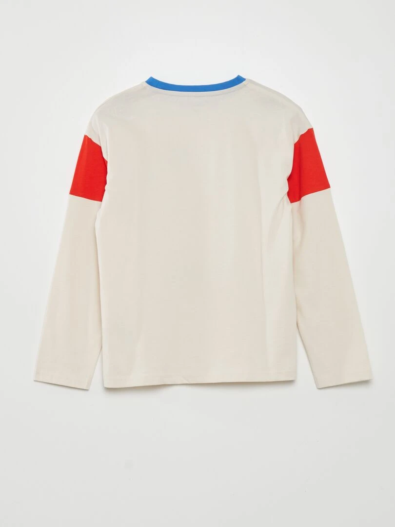 T shirt manches longues 'Hotdog'   Blanc/rouge