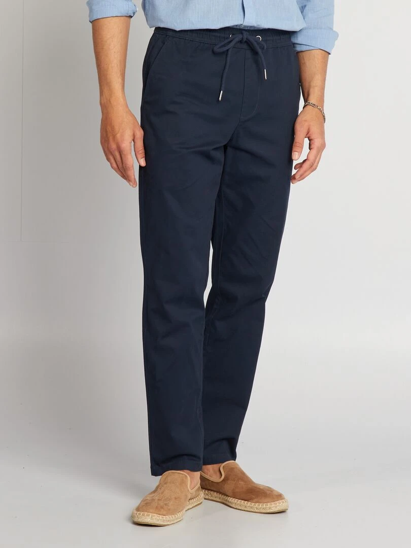 Pantalon chino à ceinture élastiquée Bleu marine