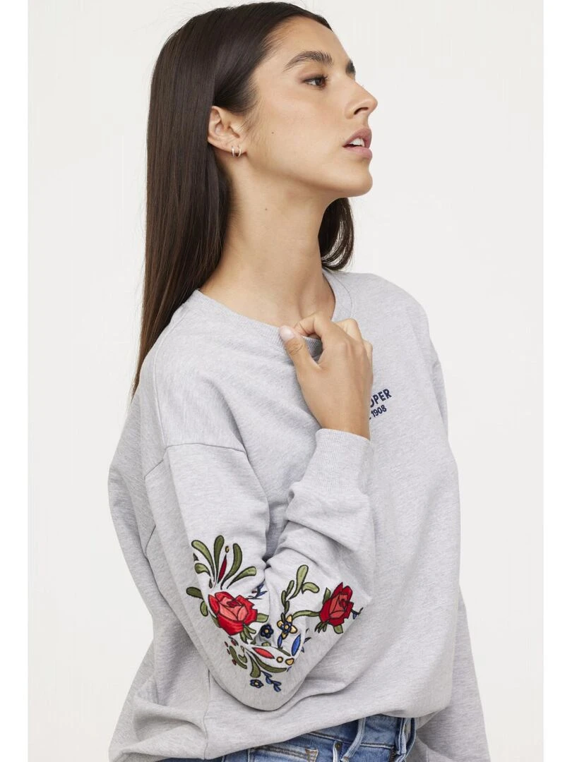 Lee Cooper   Sweatshirt manches longues coton regular ELIDA   Gris chiné