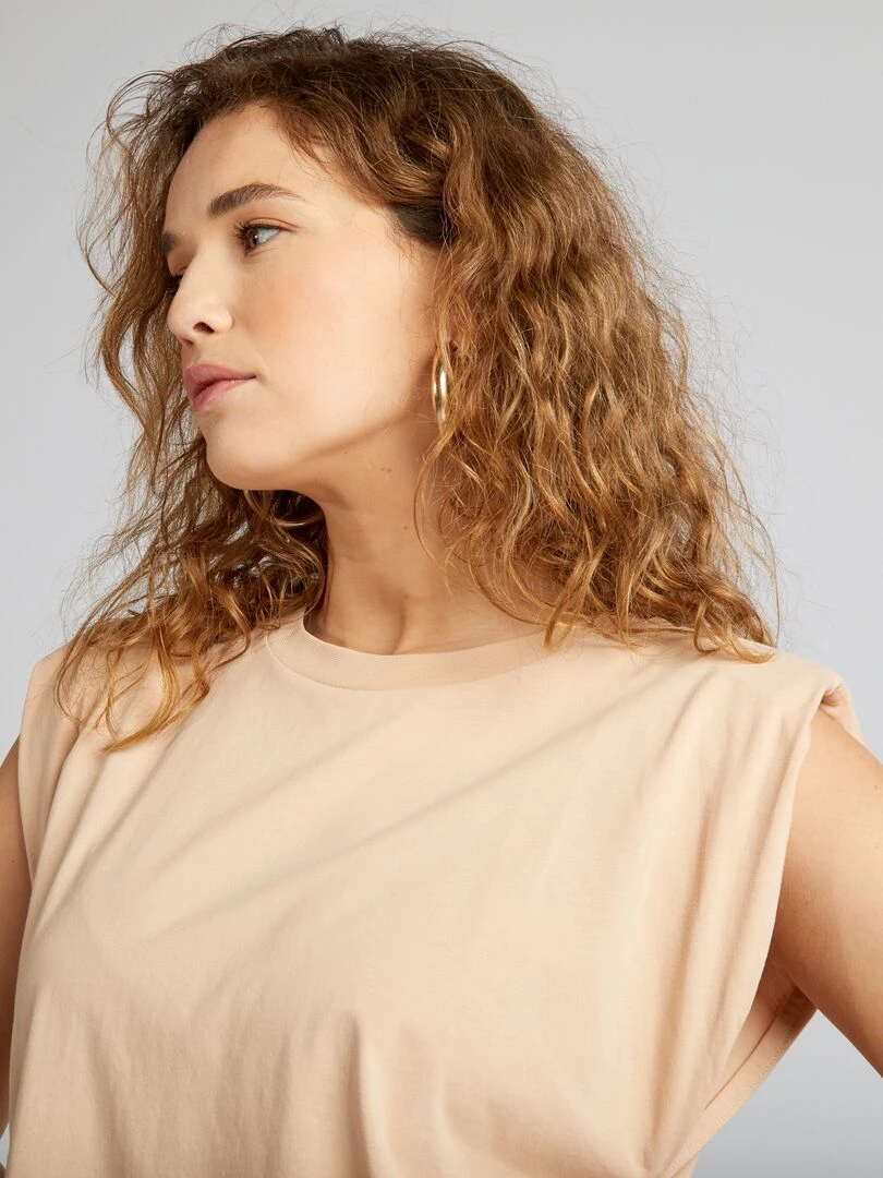 T shirt à épaulettes   Beige