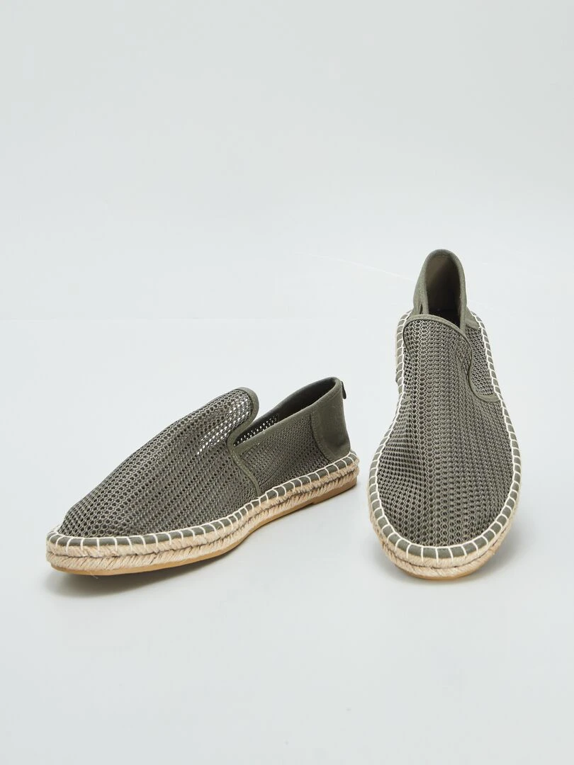 Espadrilles en toile et mesh   Kaki
