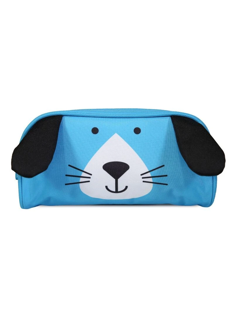 BAGTROTTER Trousse scolaire rectangulaire 3D Chien Kids Bleue Bleu