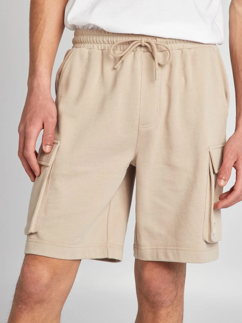 Short en coton multipoche beige