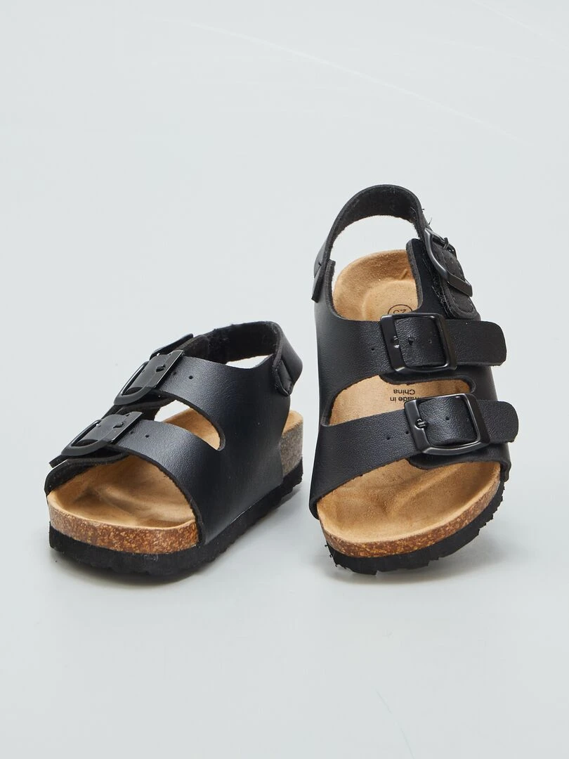 Sandales avec brides à scratch à la cheville   noir