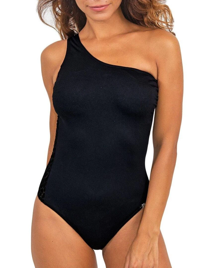 Maillot de bain 1 pièce asymétrique Jane   Noir