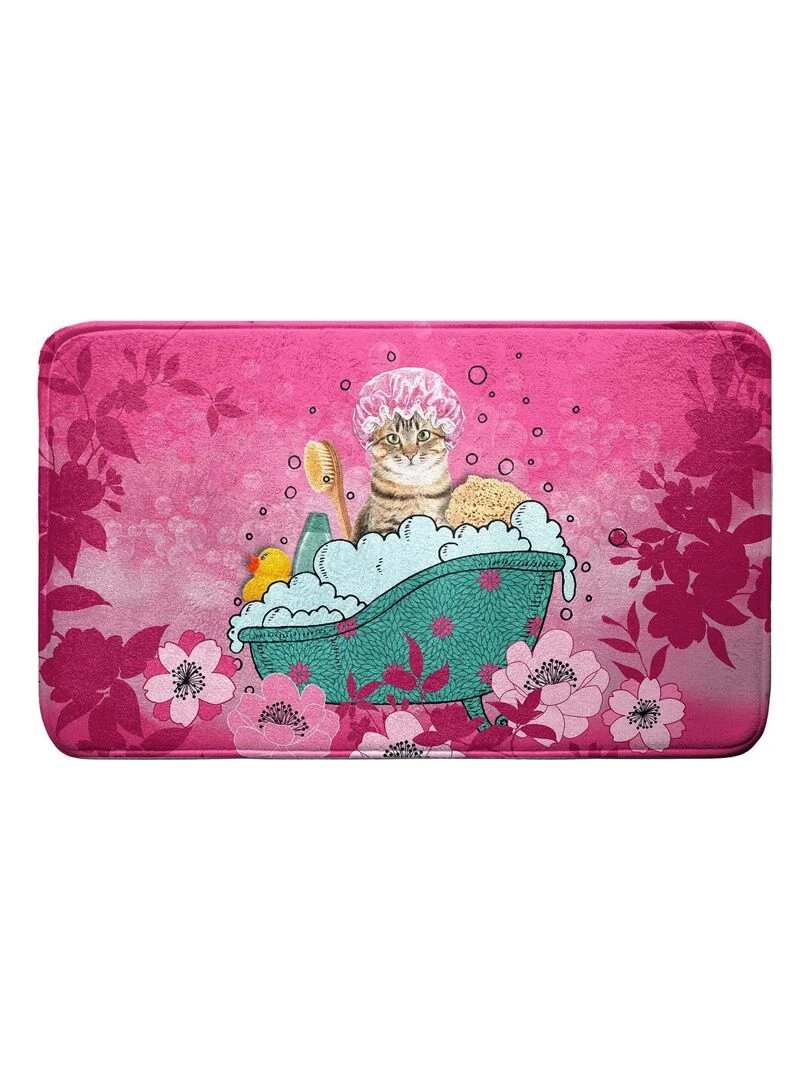 Tapis de bain Cat zen Rose