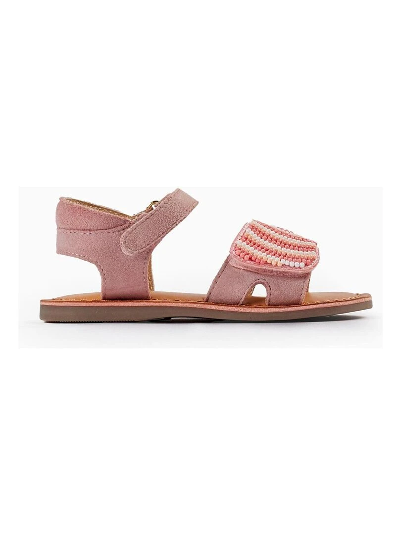 Sandales en cuir avec perles pour bébé fille SICILIAN DAYS Blanc