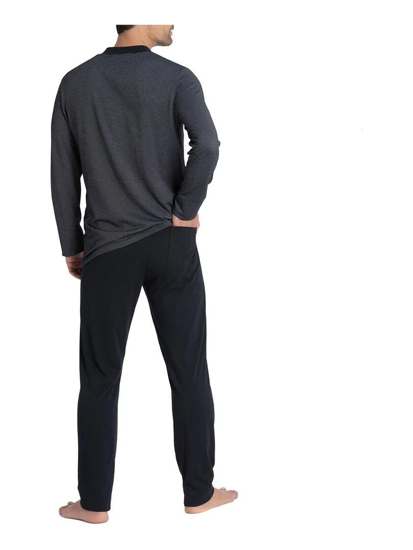 Pyjama long en coton et modal Ren Bleu
