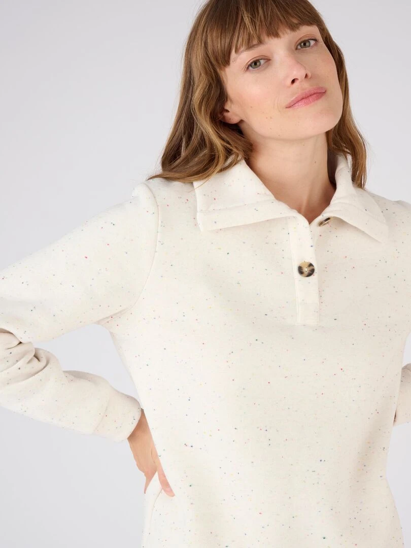 Sweat douillet maille mouchetée Happy D. by Damart Blanc Ecru