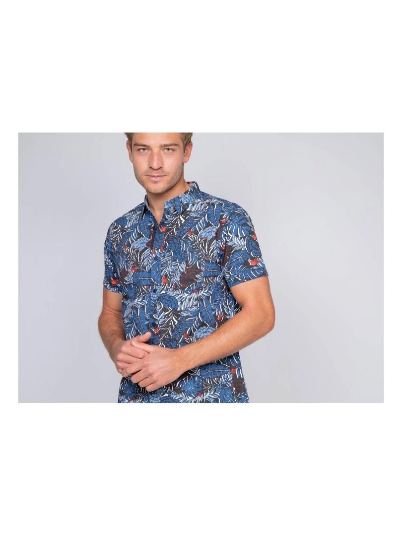 Chemise manches courtes pur coton DINO   Bleu marine