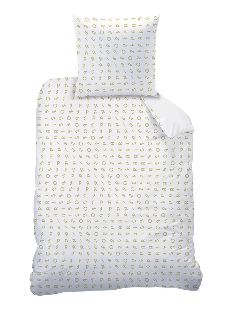 Parure de lit imprimée 100% coton  PARIS 2024 JEUX OLYMPIQUES LOGO   Blanc