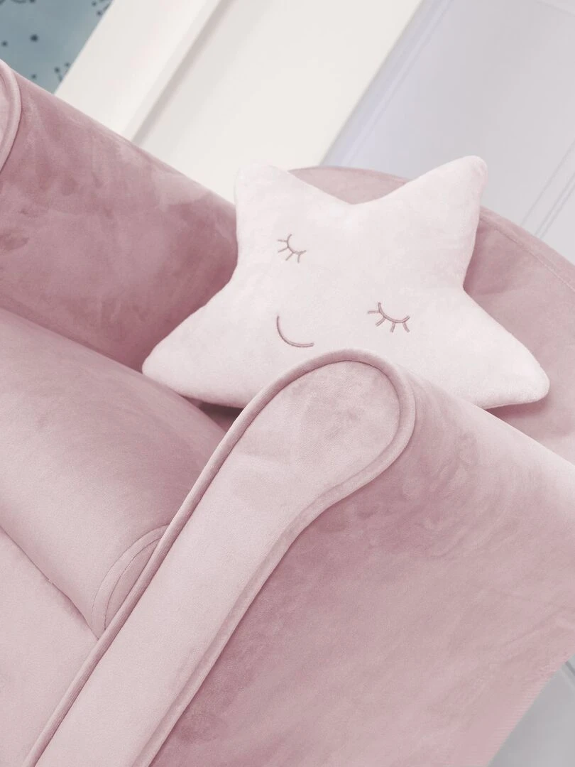 ROBA Fauteuil Club en Velours "Lil Sofa" Chaise Rembourrée avec Accoudoirs Confortable Rose Rose