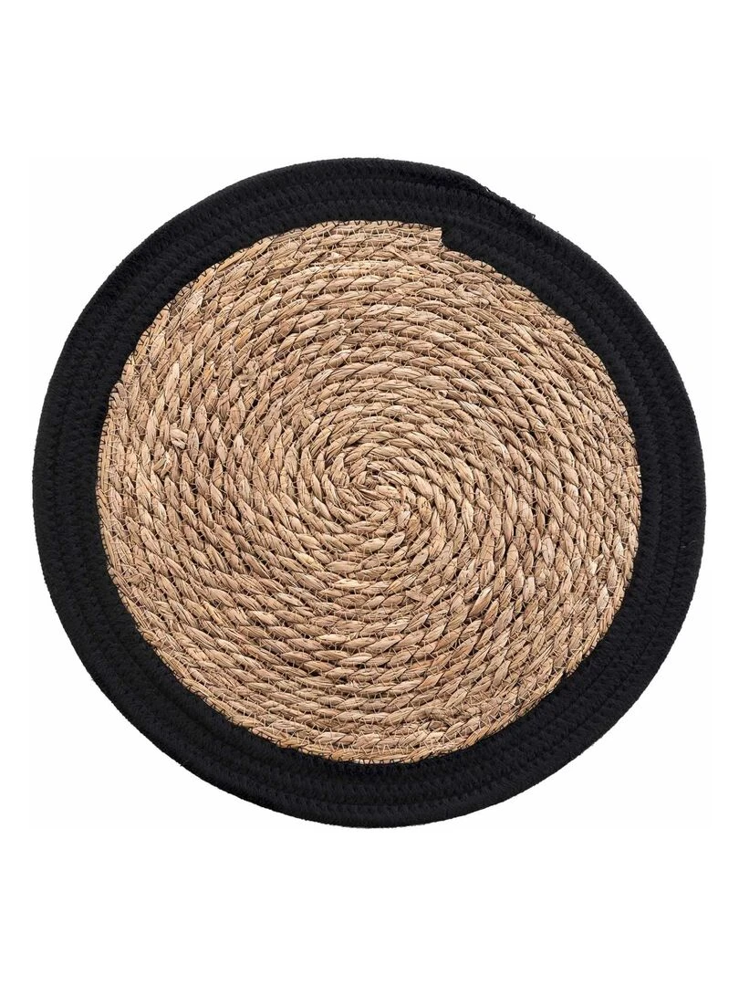 Set de table bicolore en paille de jonc Noir