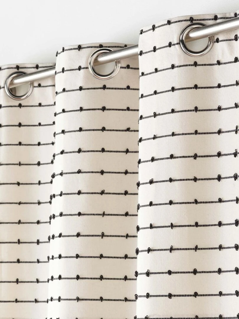 Rideau en coton recyclé à top fil coupé Beige
