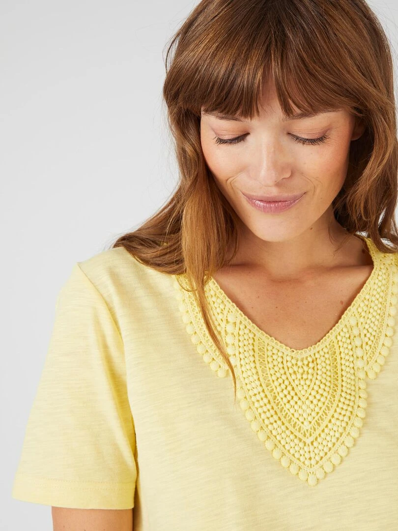 Tee shirt mélange coton biologique   Damart   Jaune