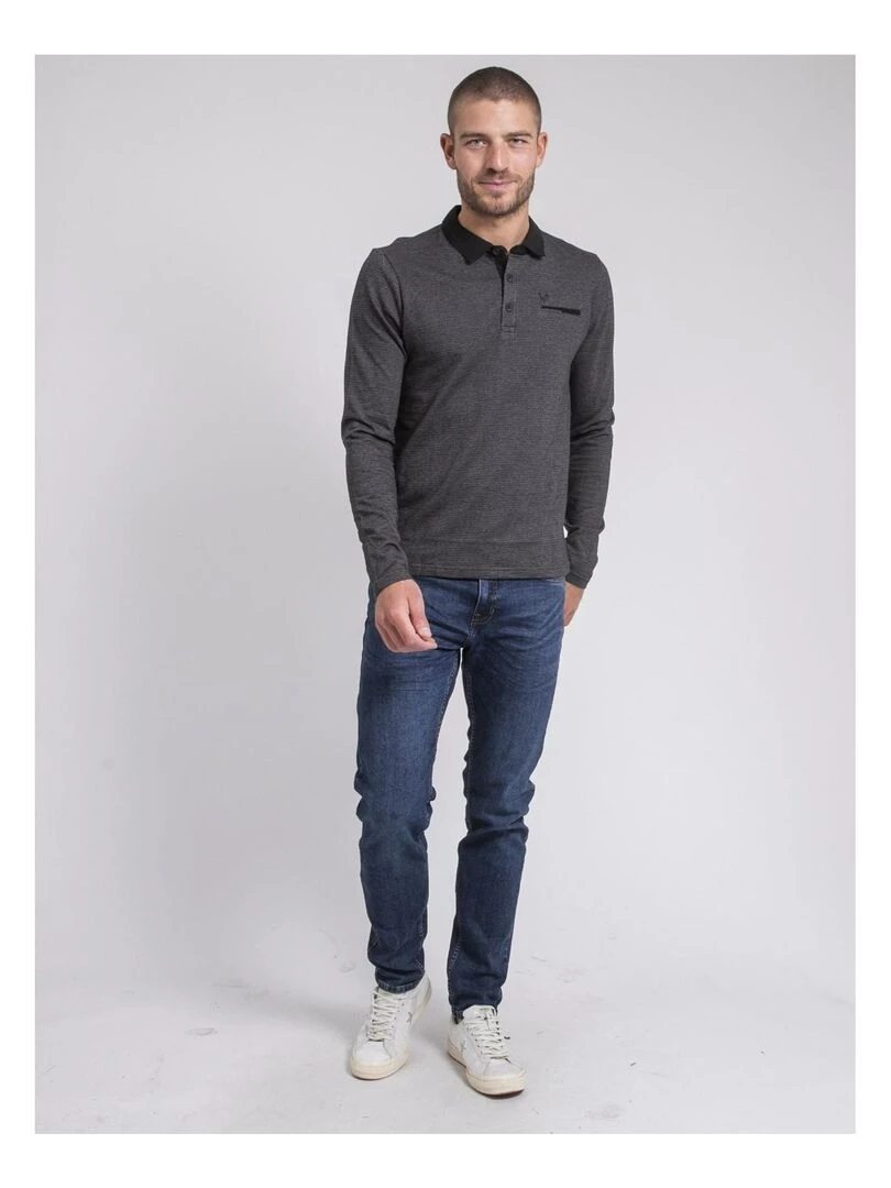 Polo manches longues pur coton PAGNY   Noir