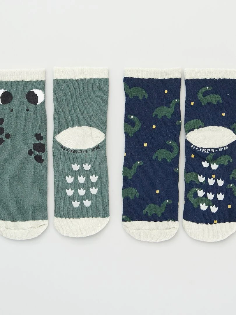 Lot de 2 paires de chaussettes antidérapantes dino