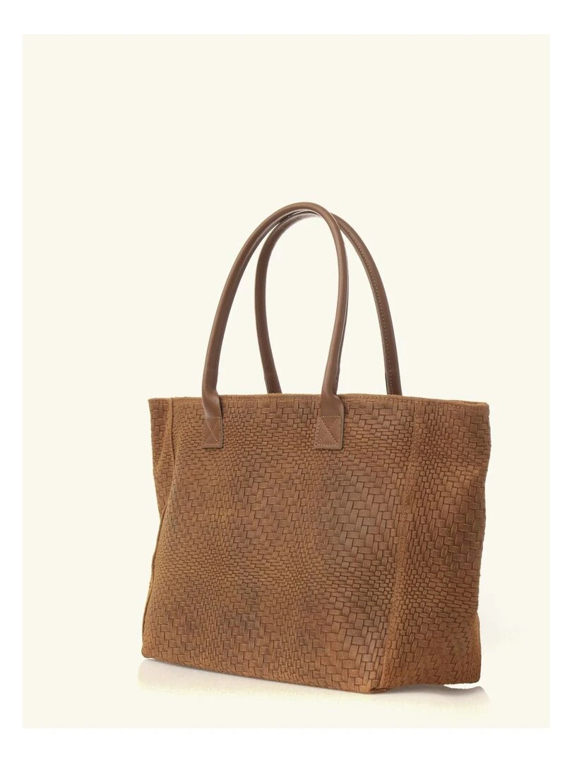 Sac cabas cuir tressé DL HELENE Marron caramel