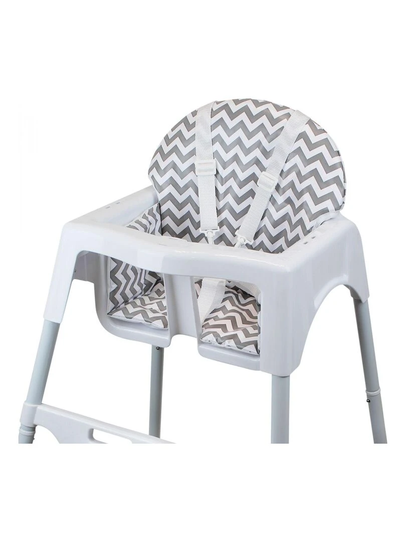Housse d'assise pour chaise haute bébé enfant gamme Délice   Monsieur Bébé   Gris Blanc Gris