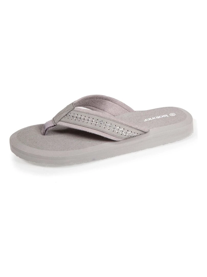 Tongs Femme unie yoga confort Grise Gris Gris