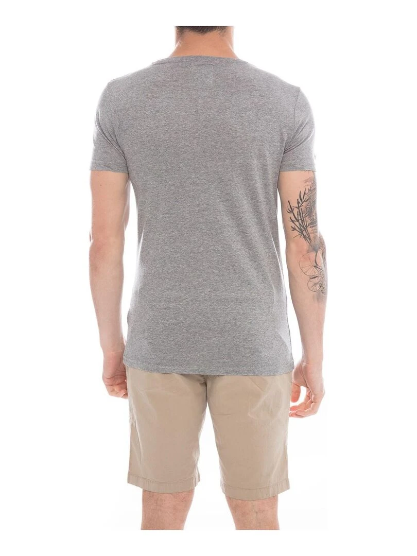 T shirt col rond en coton NAMASKA   Gris clair