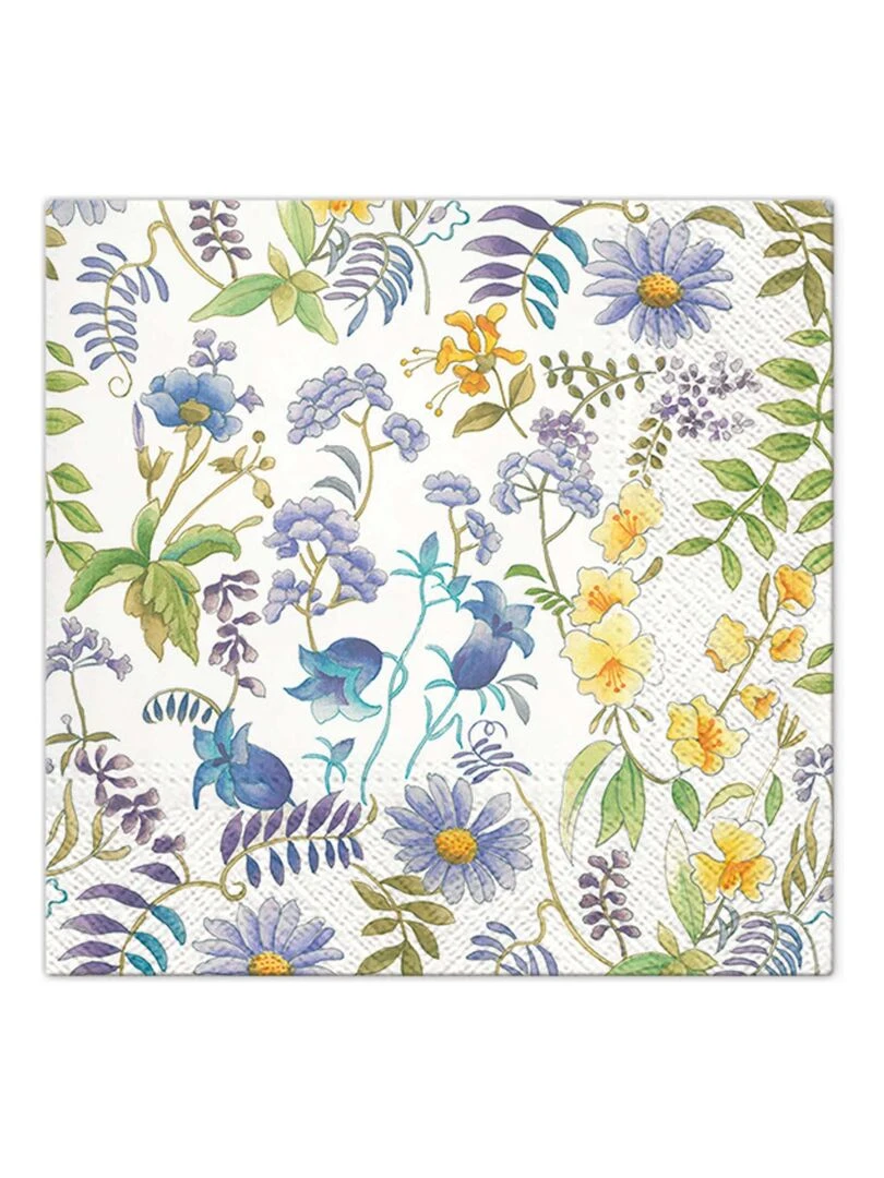 Lot de 20 serviettes en papier 33 x 33 cm Fleurs printanieres Blanc