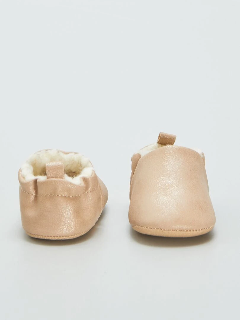 Chaussons en suédine fourrés   Beige
