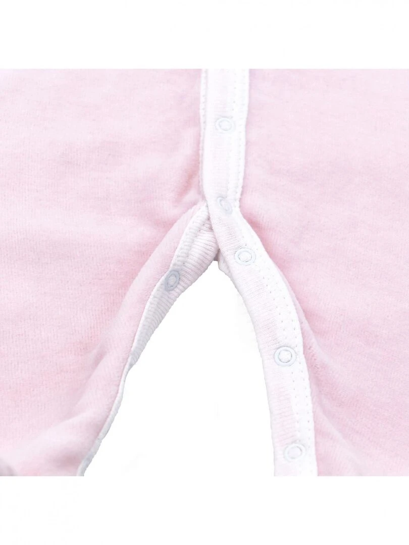Pyjama velours 100% coton biologique 1 à 6 mois Rose clair