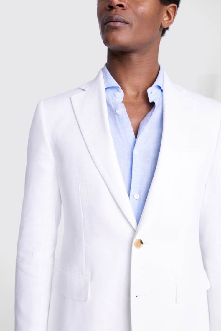 Tailored Fit White Matte Linen Jacket   Buy Online at Moss