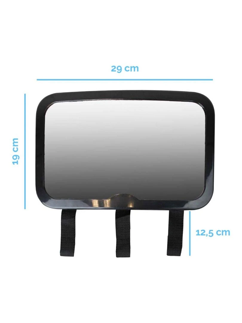 2 Miroirs voiture pour bébé 2 en 1 sangles amovibles pour jouets ou accessoires Monsieur Bébé Noir