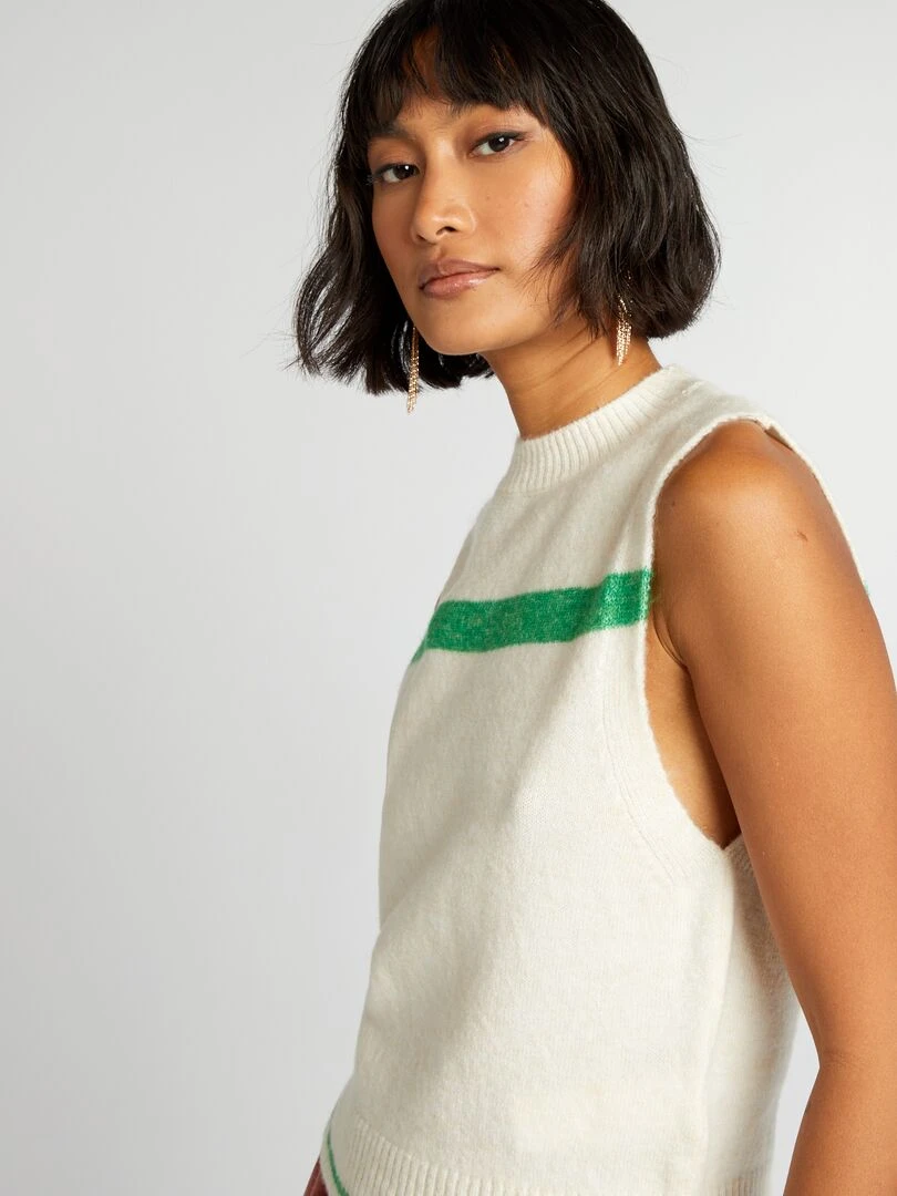 Pull sans manches   Blanc