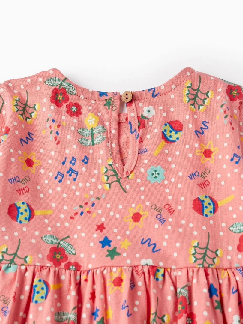 Robe en Coton à Imprimé Floral pour Bébé Fille manches courtes CUBA   Rose