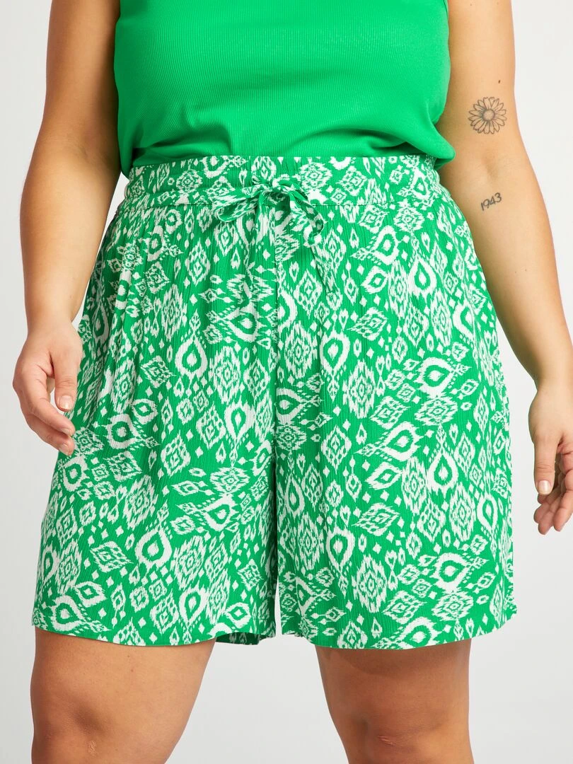 Short droit en maille crêpée Vert