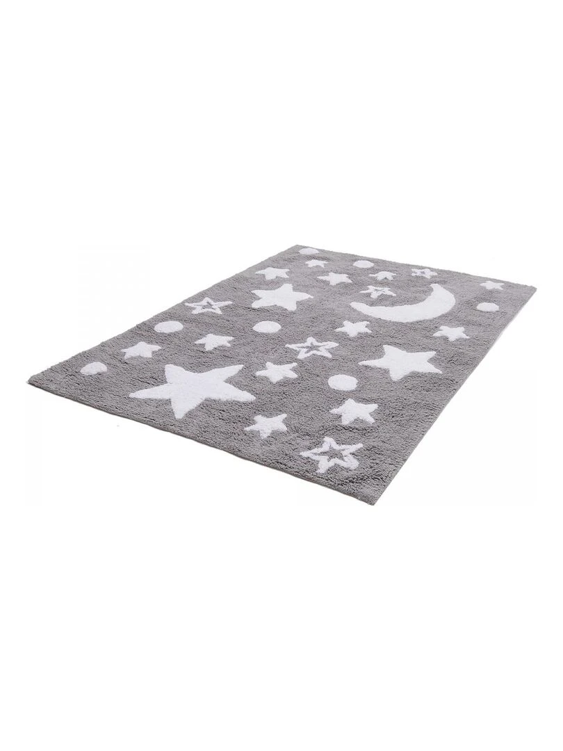 GOOD NIGHT 100% BIO Tapis enfant en coton Fait main Lavable 30° Care&Fair GOST Gris