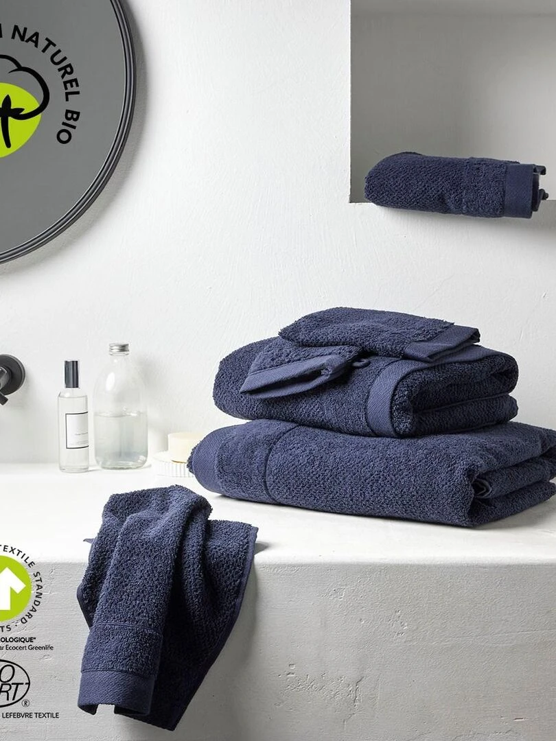 Drap de bain uni 'BIO ORGANIC' 'TODAY'   Bleu marine