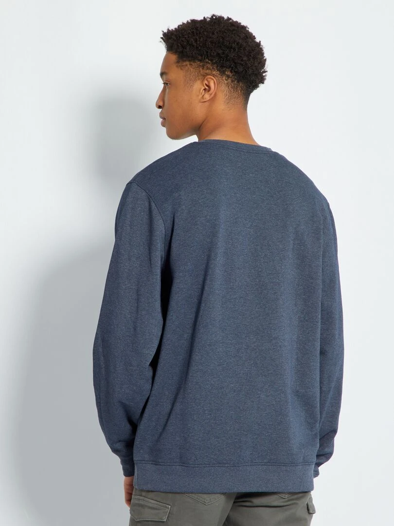 Sweat en molleton uni à col rond +1m90   bleu marine