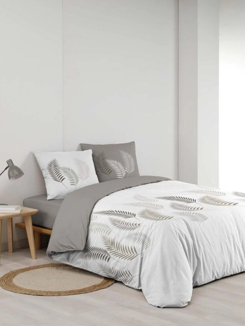 Housse de couette + taie(s) Goyave coton 57 fils Gris