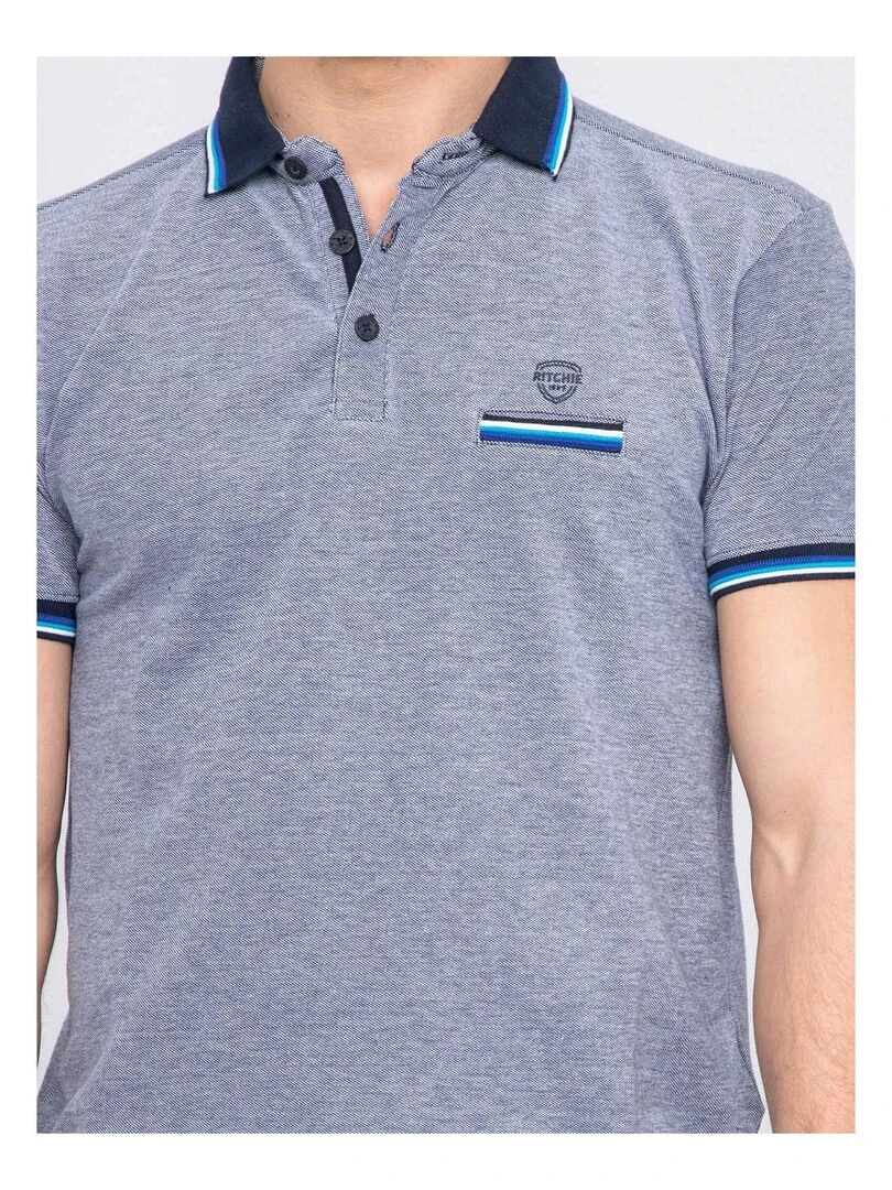 Polo pur coton PIONO   Bleu marine
