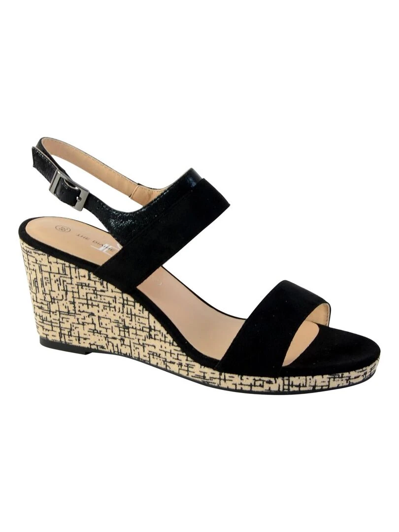 Sandale Compensée Femme The Divine Factory QL3615   Noir
