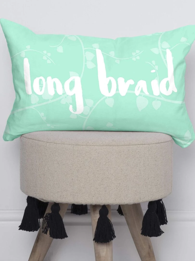 Housse de coussin Long braid "Happyfriday"   Blanc