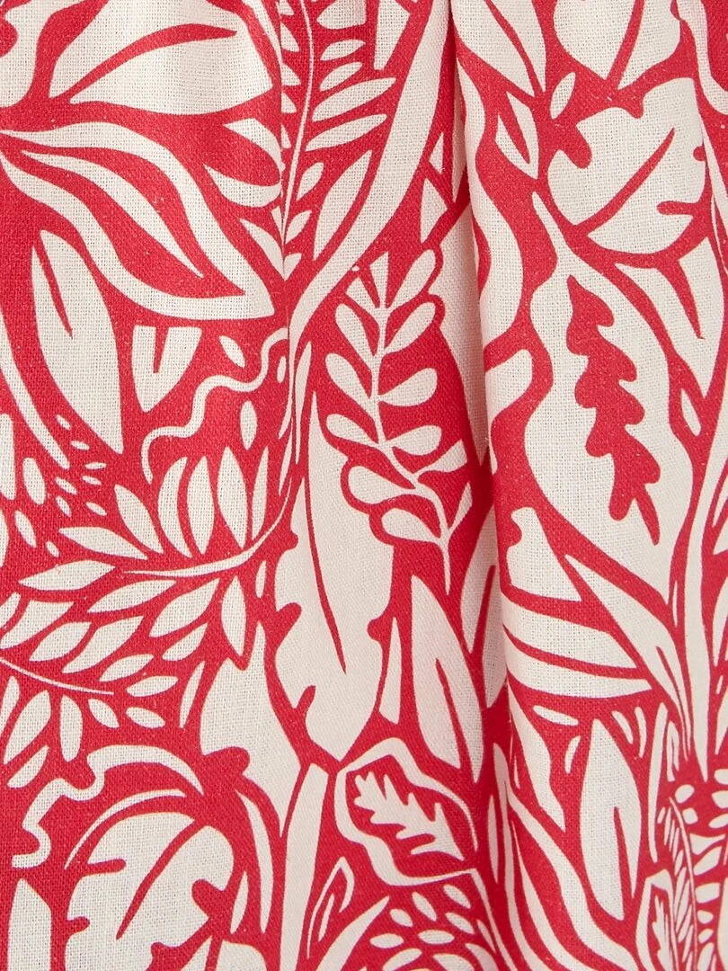 Jupe mélange lin fleurie   Damart   Rouge